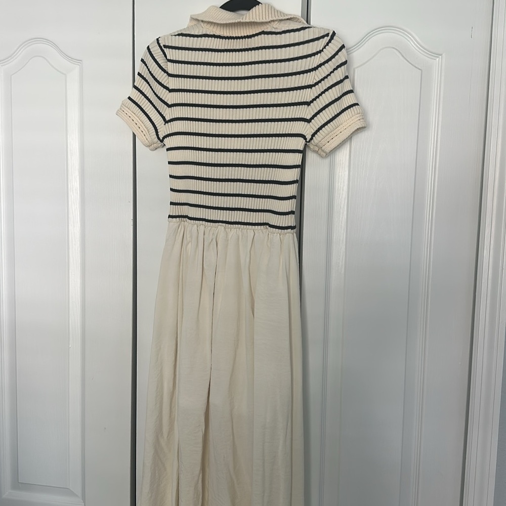 Tuckernuck White Maxi Dress with Navy Striped Knit Bodice - Picture 6 of 6